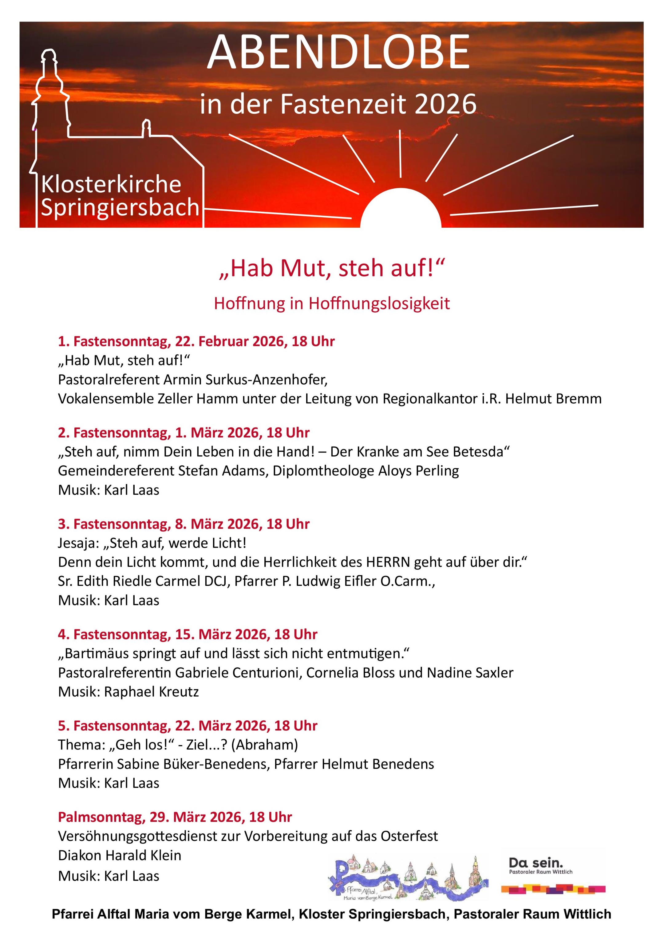 Abendlobe in der Fastenzeit 2026 Plakat