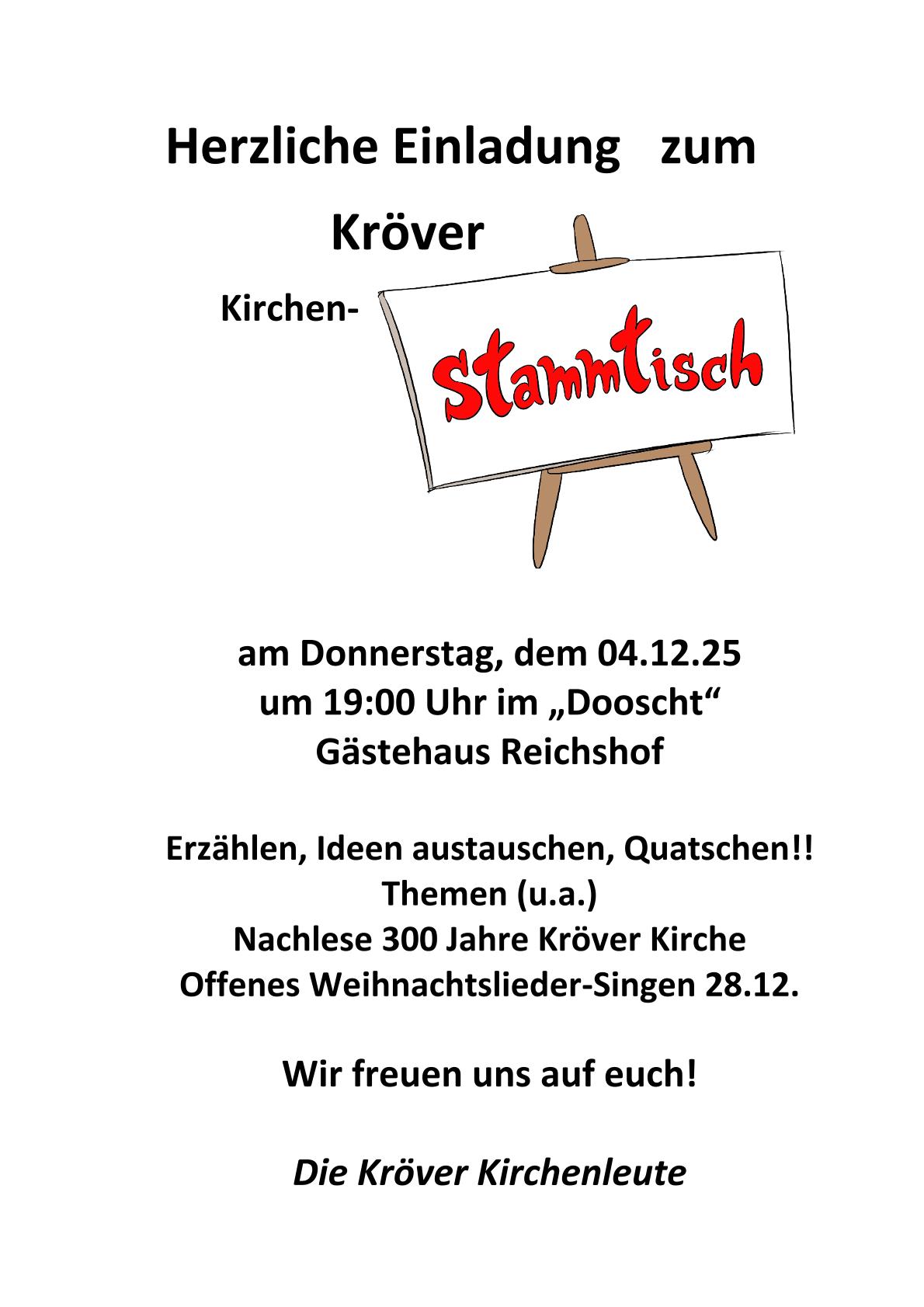 Aufruf zum Kröver Kirchen-Stammtisch Dezember 25-1 (c) Corina Röhl Aufruf zum Kröver Kirchen-Stammtisch Dezember 25-1